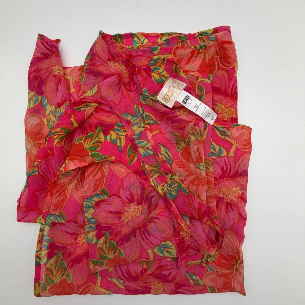 Beach Riot Melanie Sarong Miami Peony Pink‎ Orange Floral Swim Cover Up O/S NEW